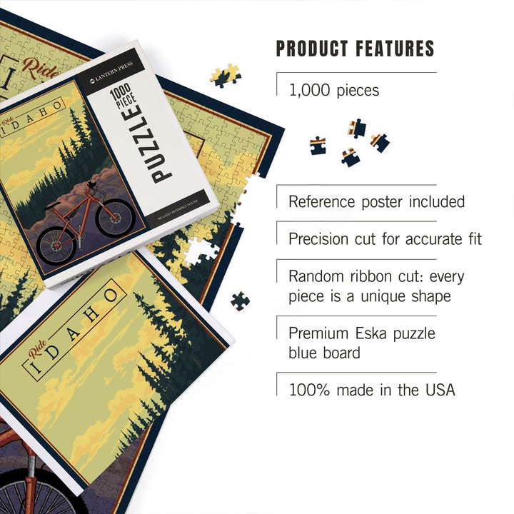 Idaho, Mountain Bike, Ride the Trails, Jigsaw Puzzle Puzzle Lantern Press 