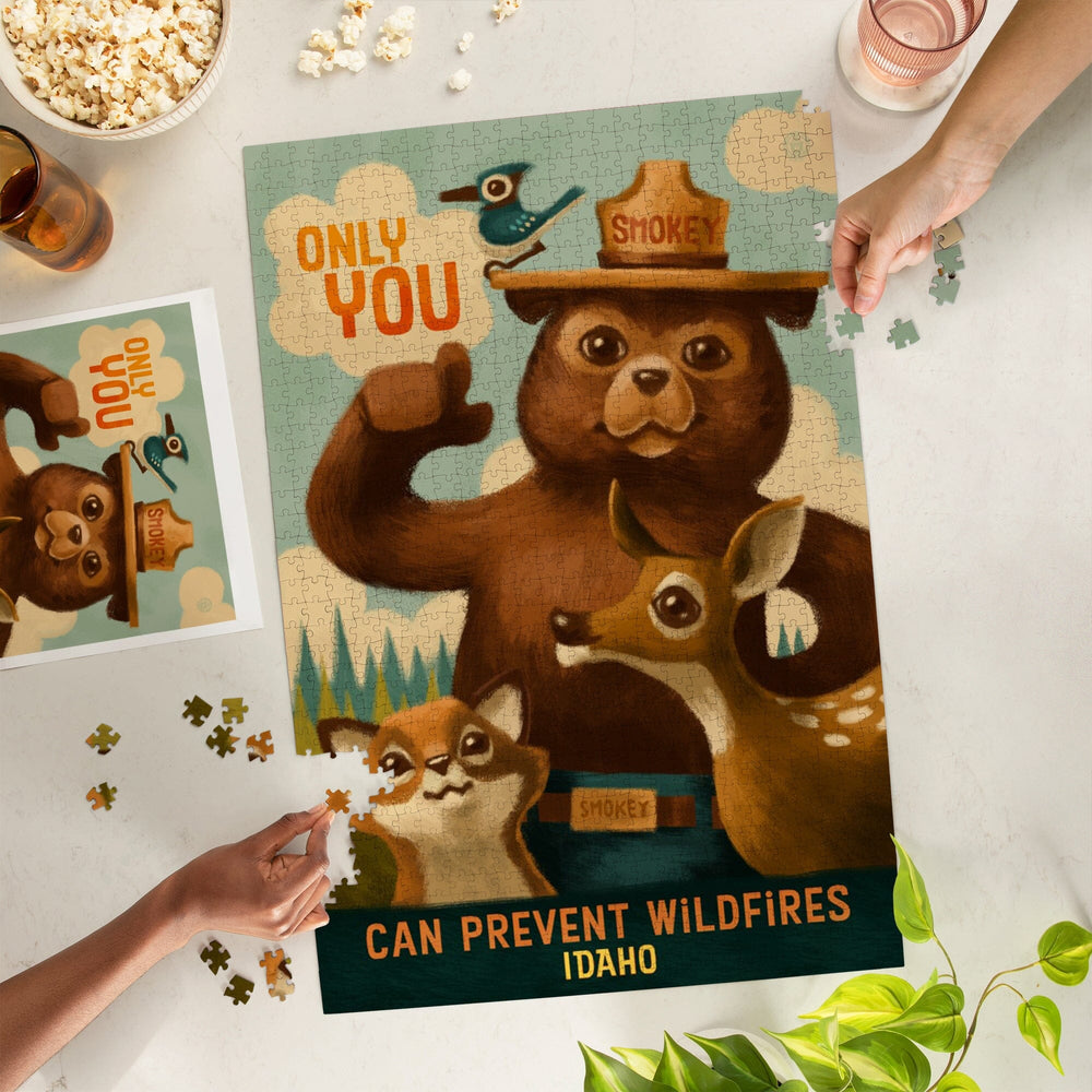 Idaho, Oil Painting, Smokey Bear, Only You Can Prevent Wildfires, Jigsaw Puzzle Puzzle Lantern Press 