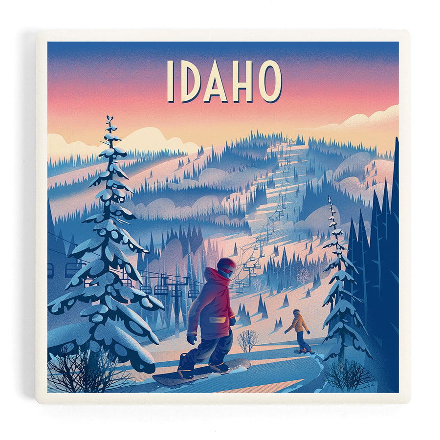 Idaho, Shred the Gnar, Snowboarding, Coasters Coasters Lantern Press 