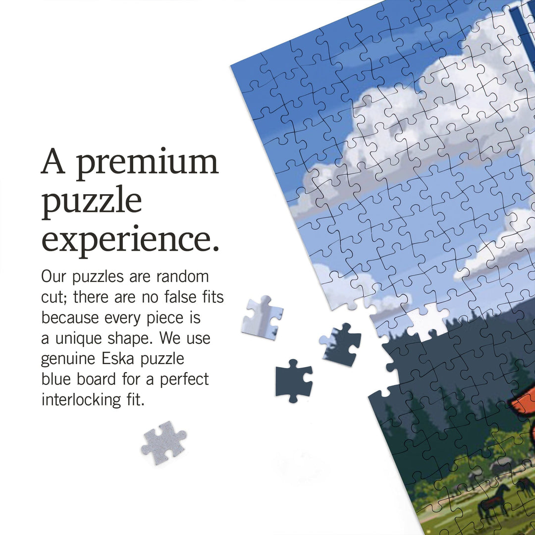 Idaho, Signpost, Meadow, Jigsaw Puzzle Puzzle Lantern Press 