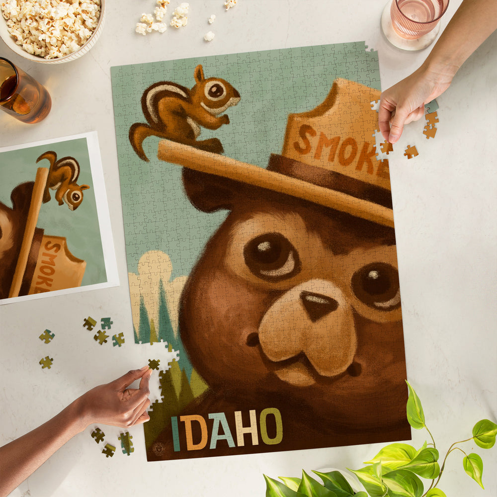 Idaho, Smokey Bear and Squirrel, Officially Licensed, Jigsaw Puzzle Puzzle Lantern Press 