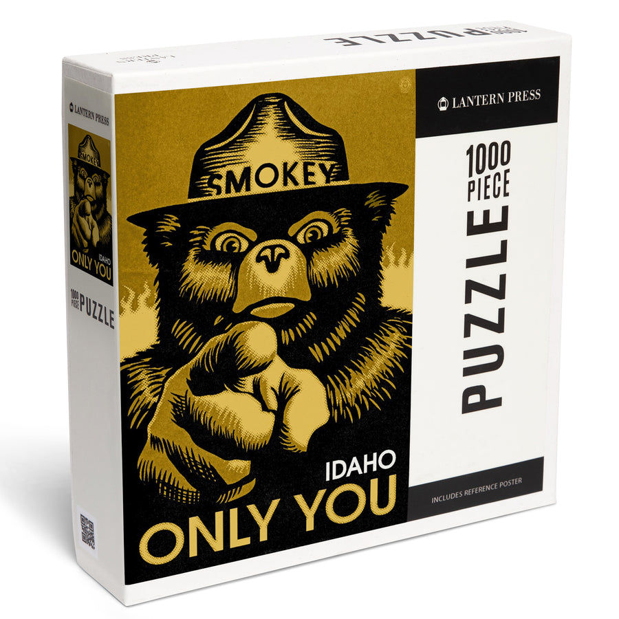 Idaho, Smokey Bear, Only You, Halftone, Yellow, Officially Licensed, Jigsaw Puzzle Puzzle Lantern Press 