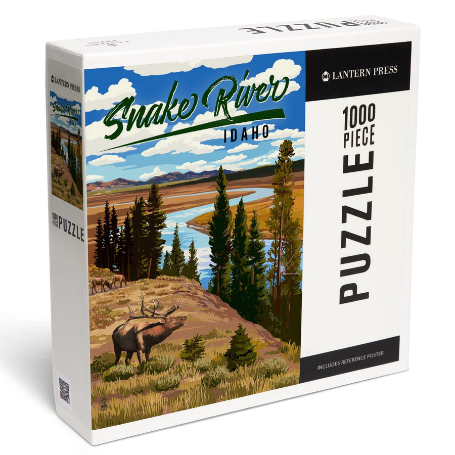 Idaho, Snake River and Elk, Jigsaw Puzzle Puzzle Lantern Press 