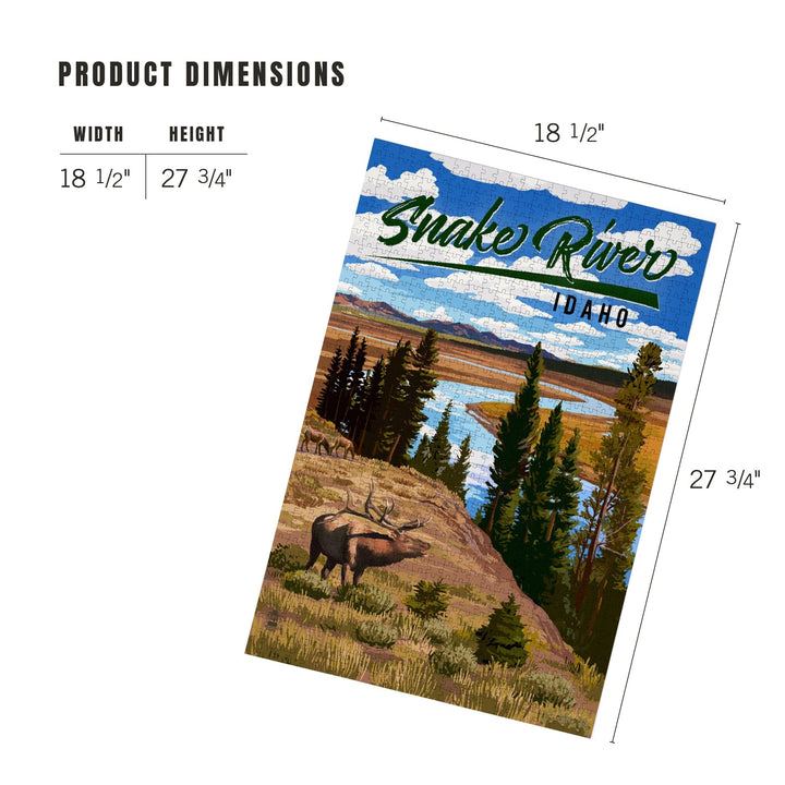 Idaho, Snake River and Elk, Jigsaw Puzzle - Lantern Press