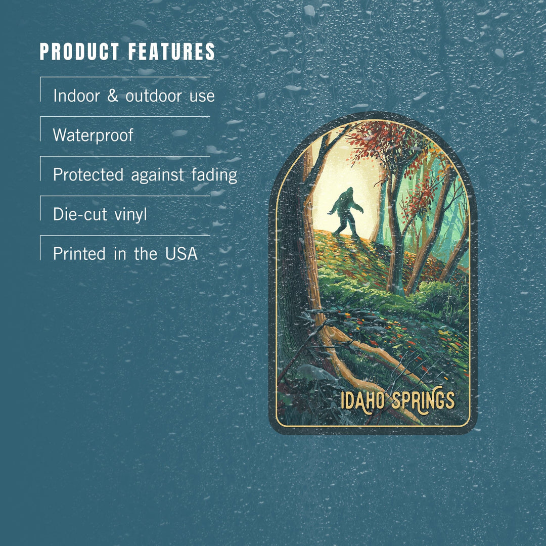 Idaho Springs, Colorado, Wanderer, Bigfoot in Forest, Contour, Vinyl Sticker Sticker Lantern Press 