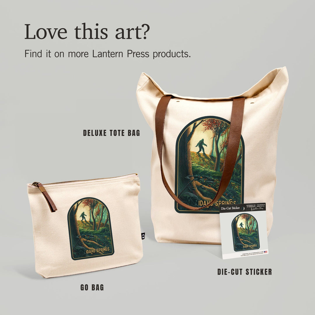 Idaho Springs, Colorado, Wanderer, Bigfoot in Forest, Contour, Vinyl Sticker Sticker Lantern Press 