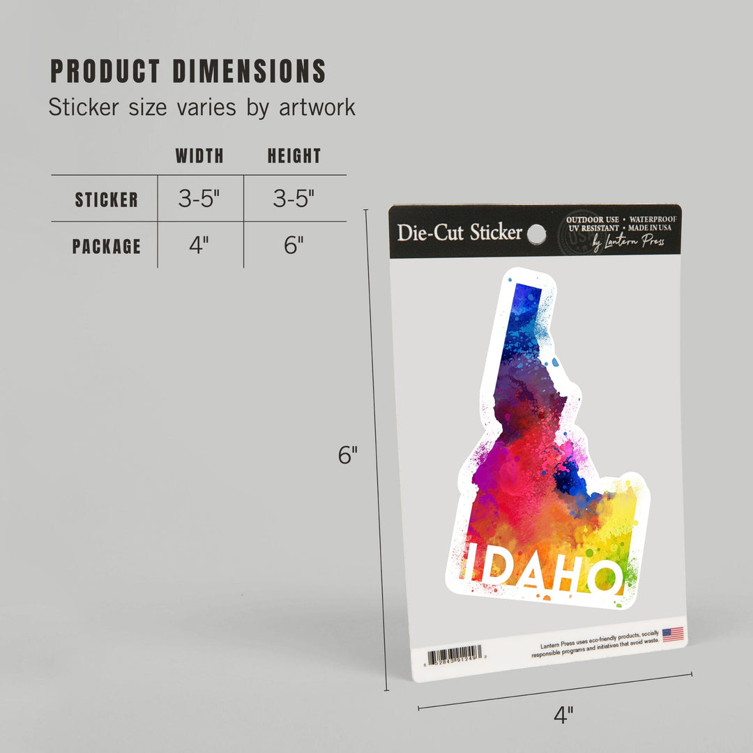 Idaho, State Abstract, Contour, Vinyl Sticker Sticker Lantern Press 