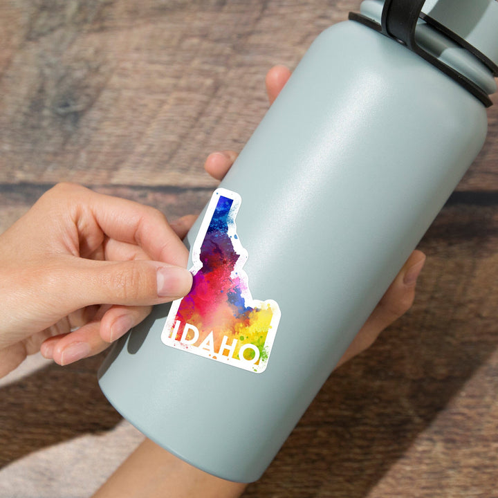 Idaho, State Abstract, Contour, Vinyl Sticker Sticker Lantern Press 