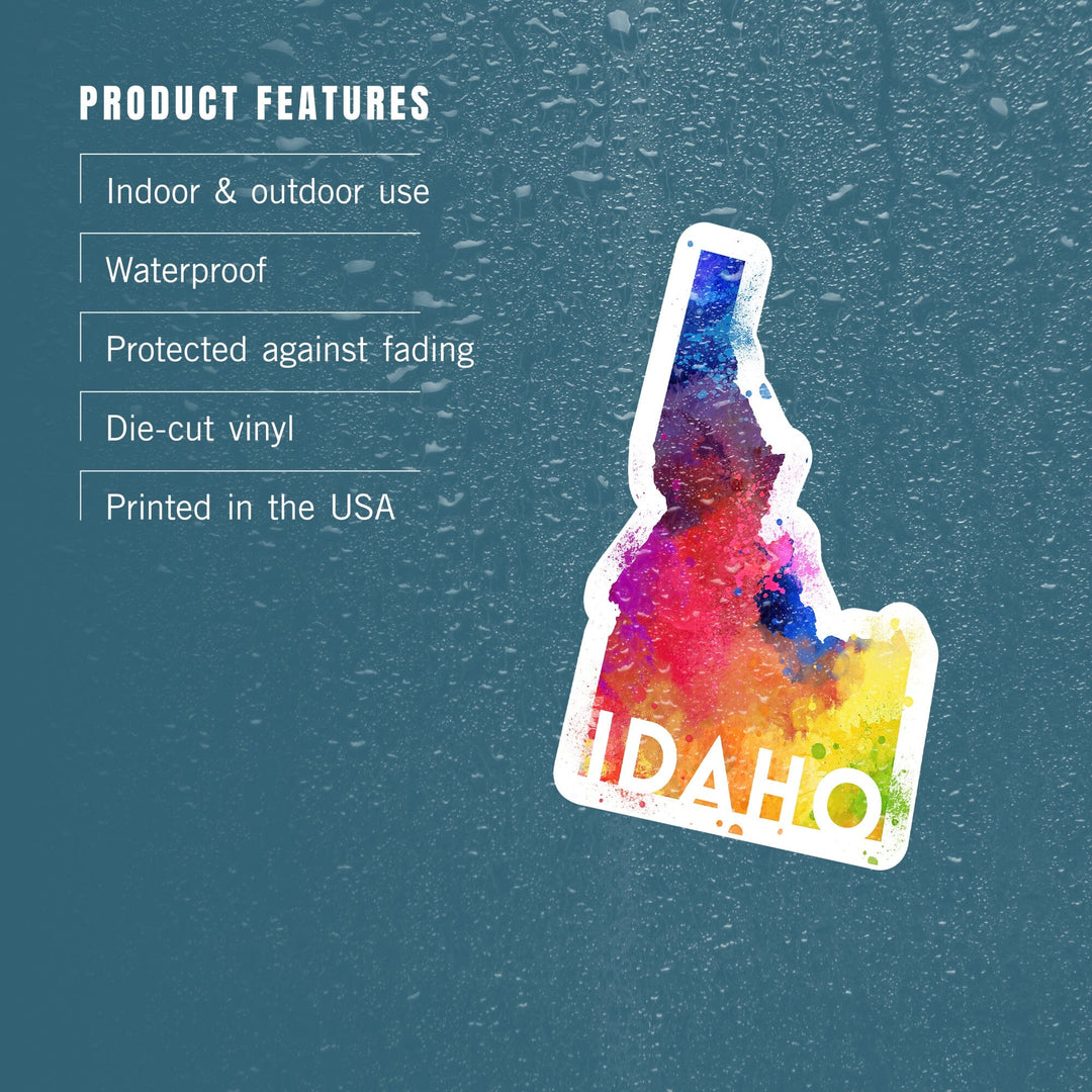 Idaho, State Abstract, Contour, Vinyl Sticker Sticker Lantern Press 