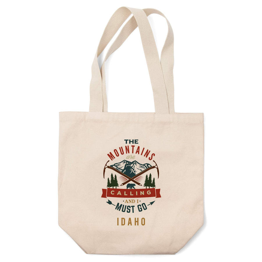 Idaho, The Mountains are Calling, Bear and Mountains,, Tote Bag Totes Lantern Press 