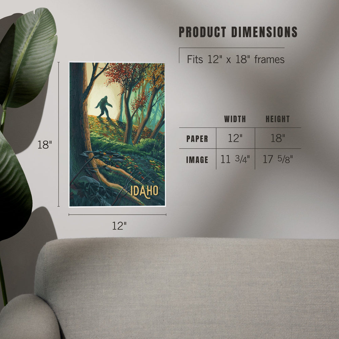 Idaho, Wanderer, Bigfoot in Forest, Art & Giclee Prints Art Lantern Press 