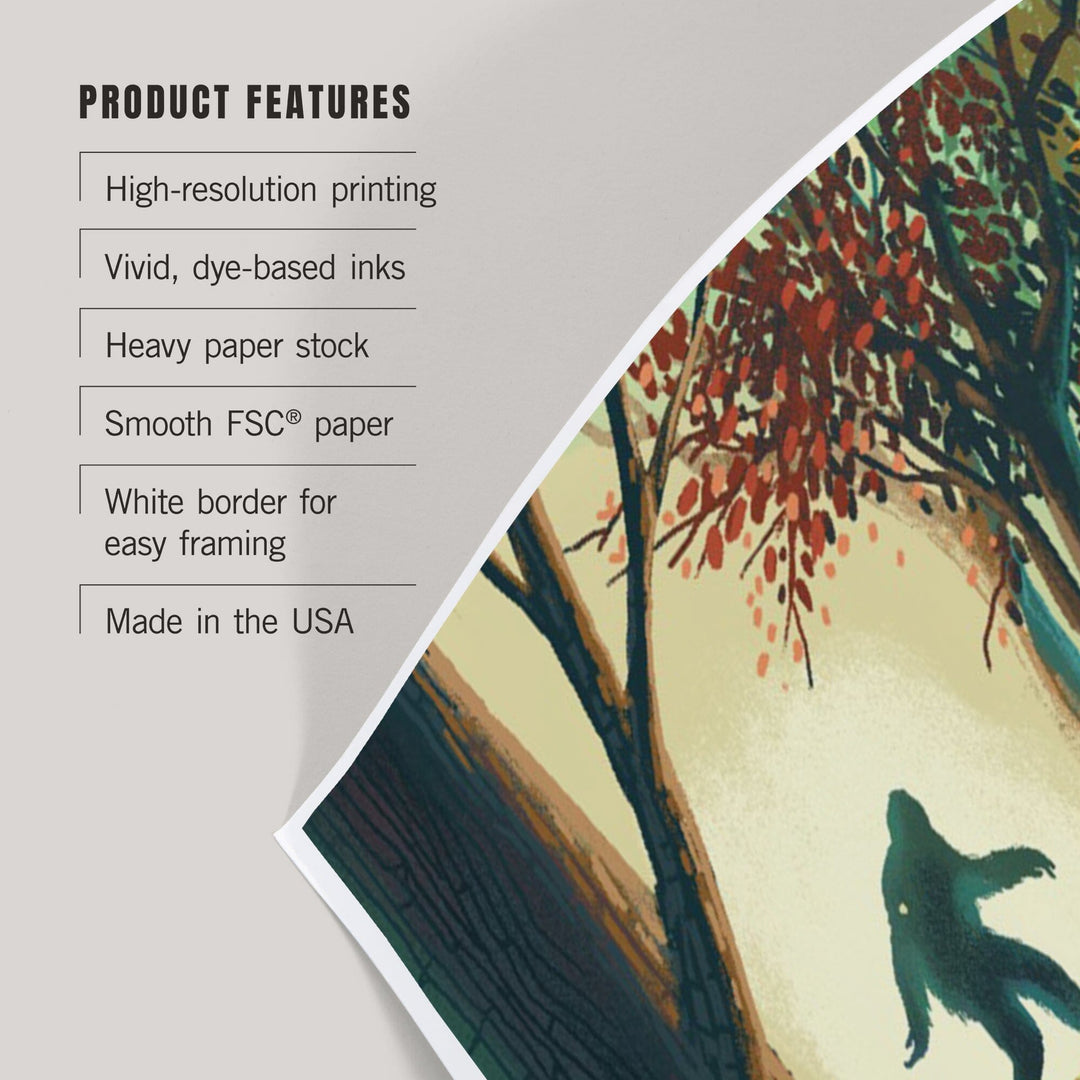 Idaho, Wanderer, Bigfoot in Forest, Art & Giclee Prints Art Lantern Press 