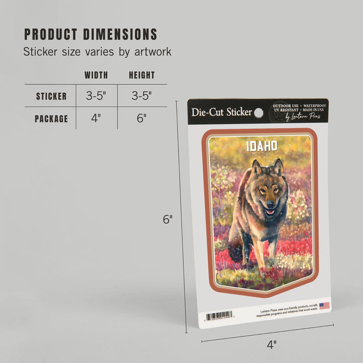 Idaho, Watercolor Study, Gray Wolf, Contour, Vinyl Sticker Sticker Lantern Press 