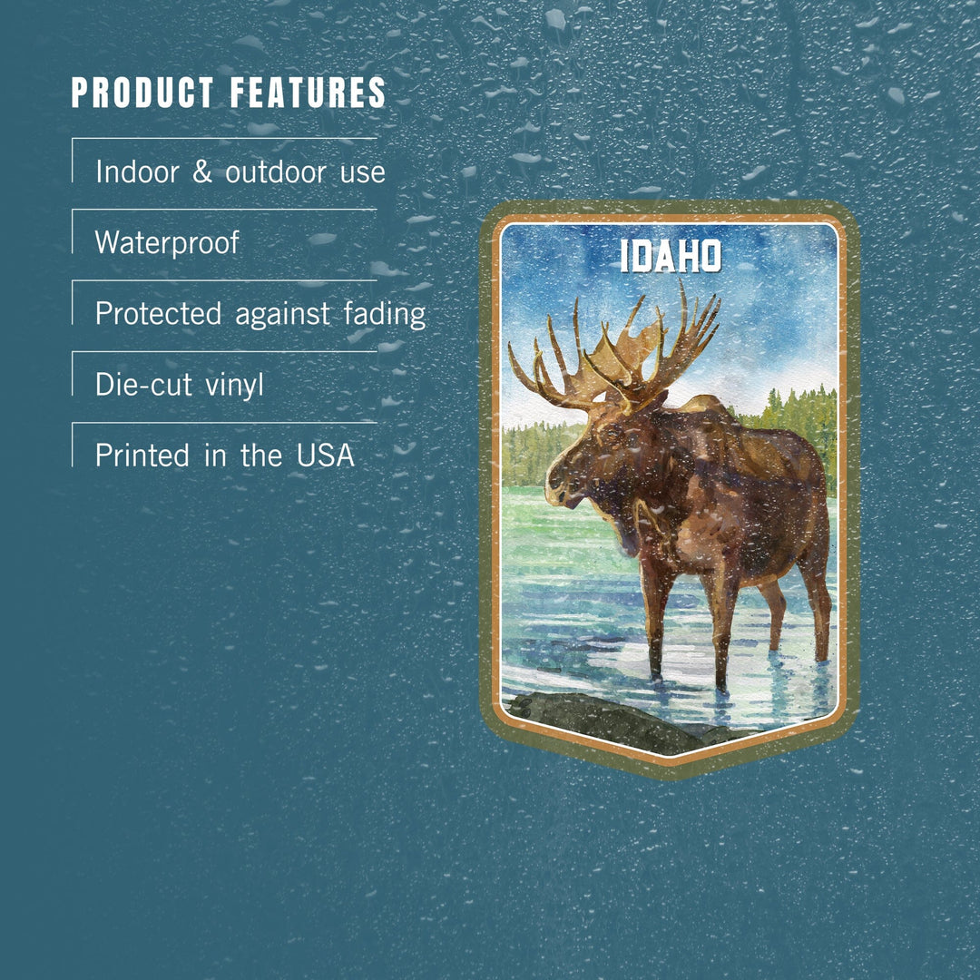 Idaho, Watercolor Study, Moose, Contour, Vinyl Sticker Sticker Lantern Press 
