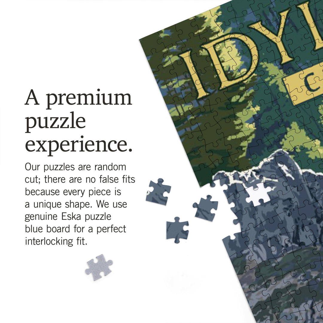 Idyllwild, California, Bear Family and Waterfall, Jigsaw Puzzle Puzzle Lantern Press 
