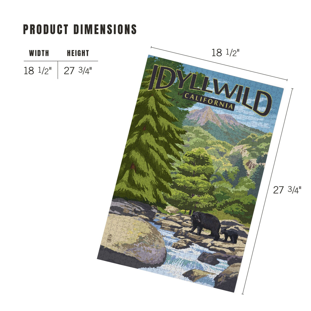 Idyllwild, California, Black Bears and Stream, Jigsaw Puzzle Puzzle Lantern Press 