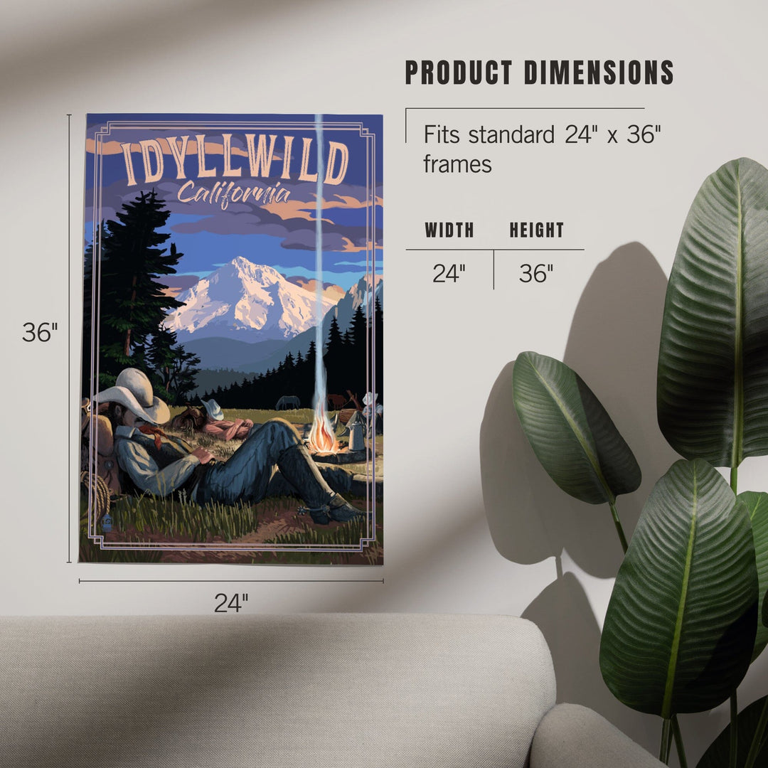 Idyllwild, California, Cowboy Camping Night Scene, Art & Giclee Prints Art Lantern Press 