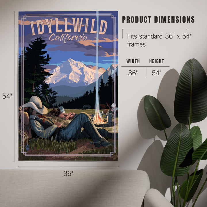 Idyllwild, California, Cowboy Camping Night Scene, Art & Giclee Prints Art Lantern Press 