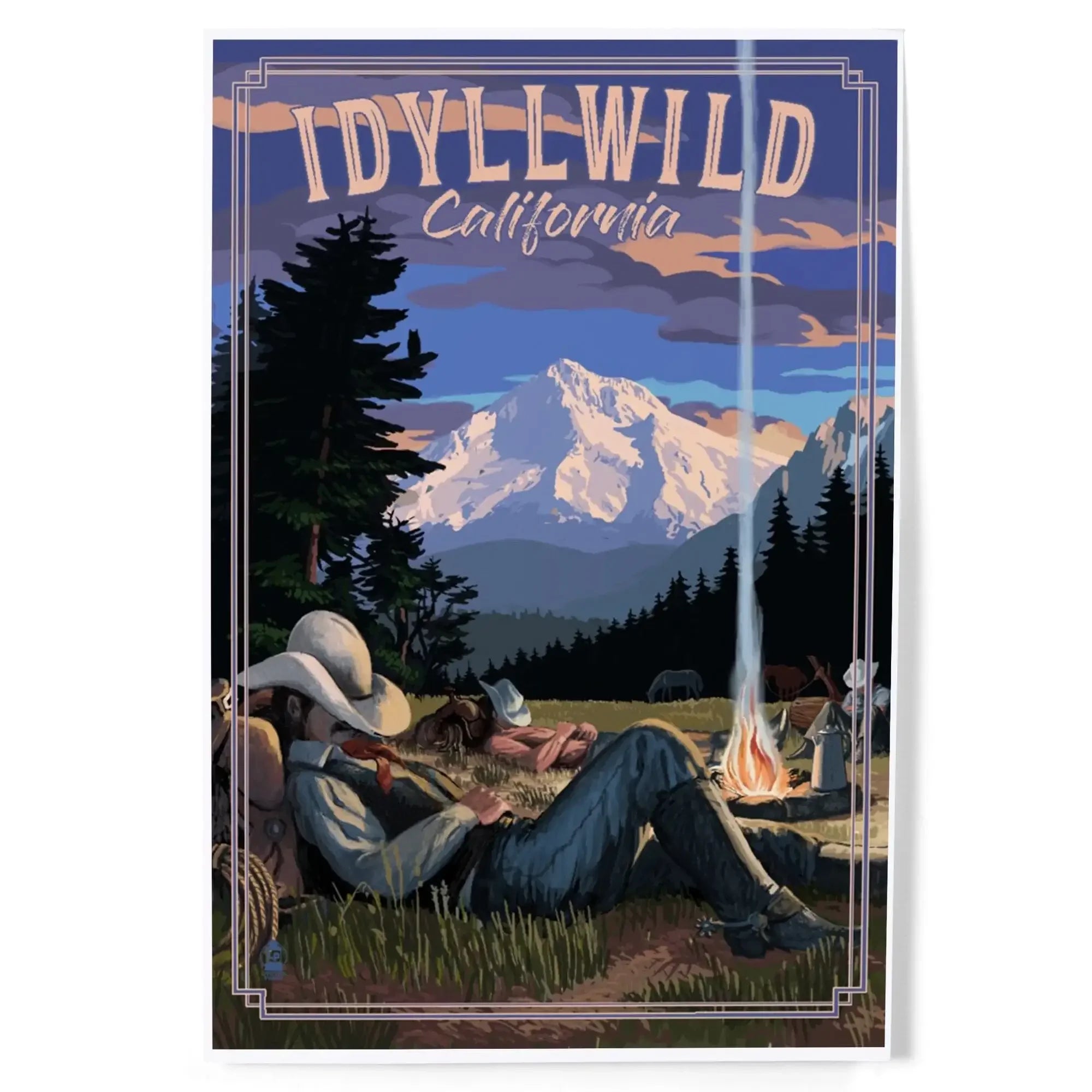 Idyllwild, California, Cowboy Camping Night Scene art prints