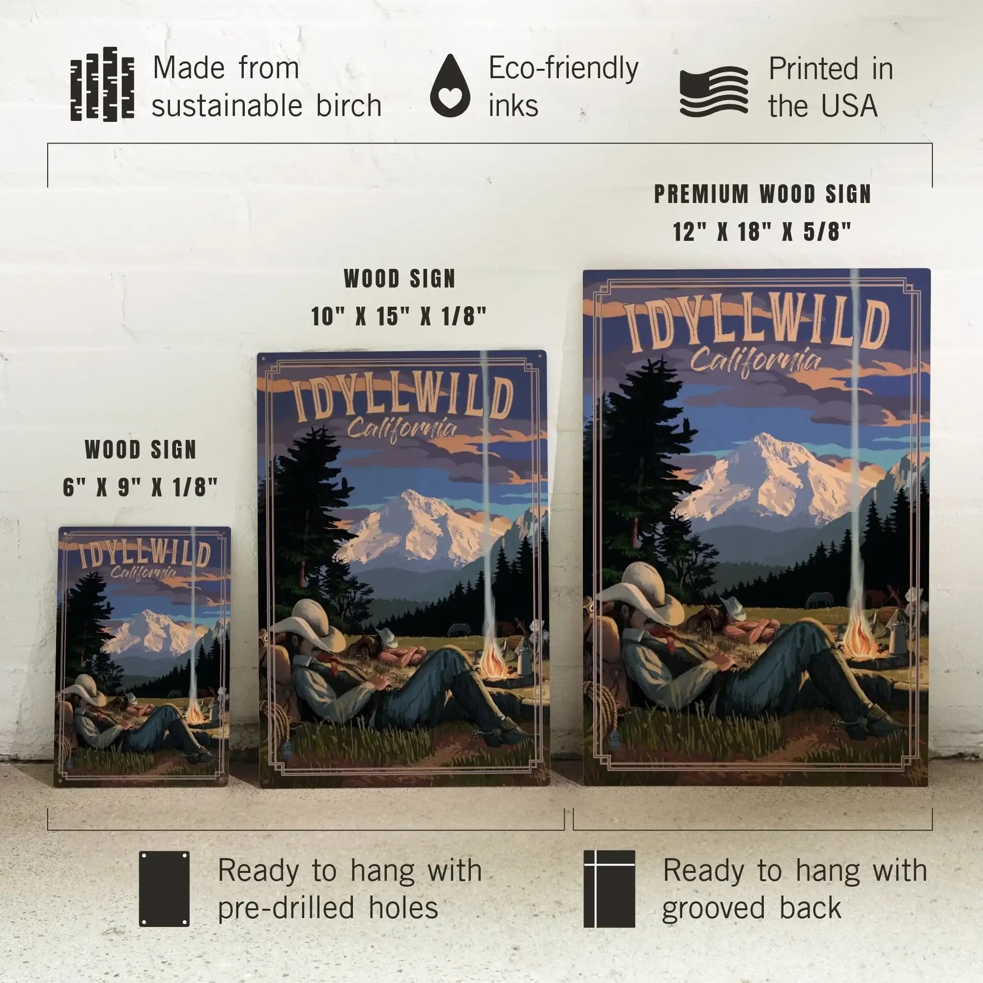 Idyllwild, California, Cowboy Camping Night Scene, Lantern Press Poste