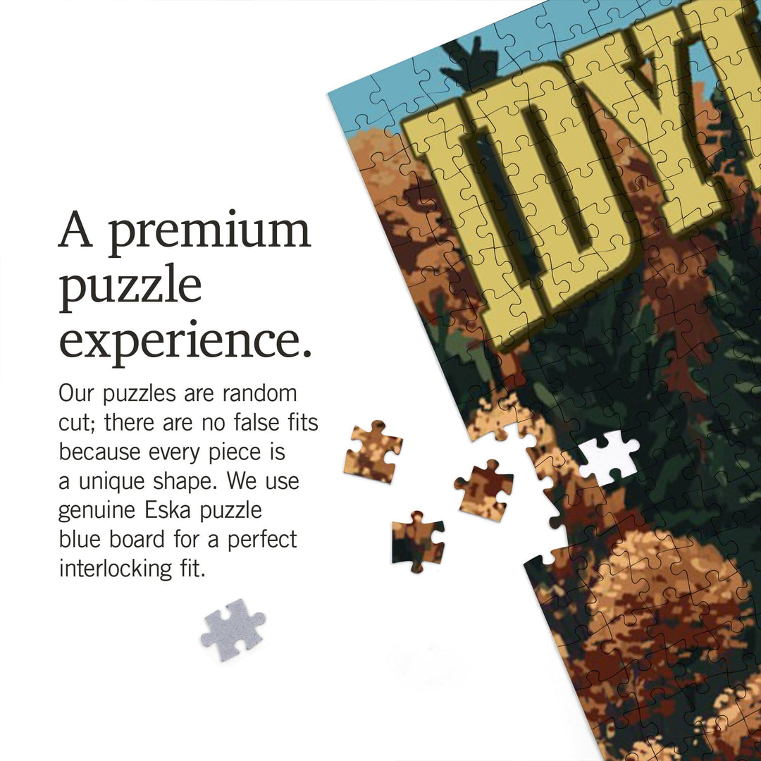Idyllwild, California, Deer Family and Cabin Scene, Jigsaw Puzzle Puzzle Lantern Press 