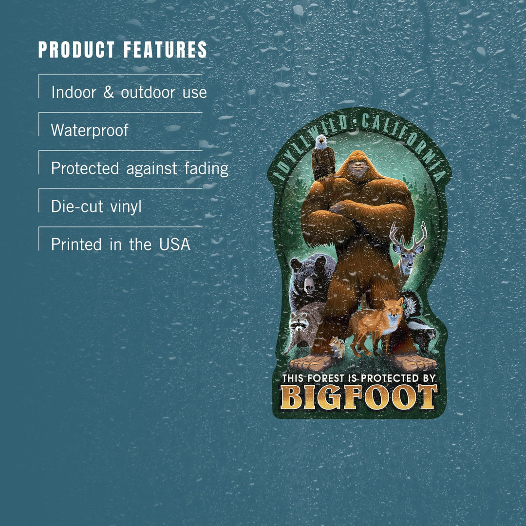 Idyllwild, California, Respect Our Wildlife, Bigfoot, Contour, Vinyl Sticker - Lantern Press