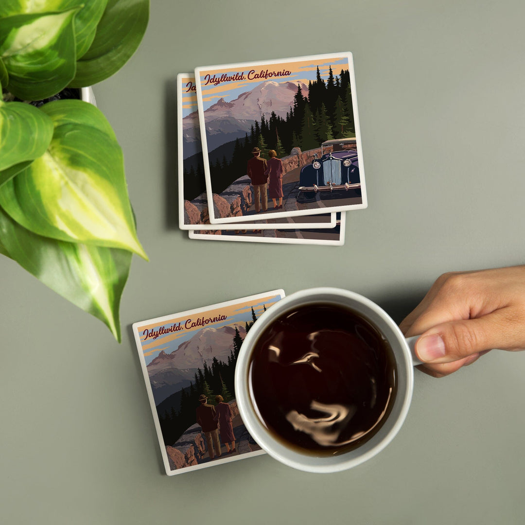 Idyllwild, California, The Mountains are Calling, Lantern Press Artwork, Coaster Set - Lantern Press