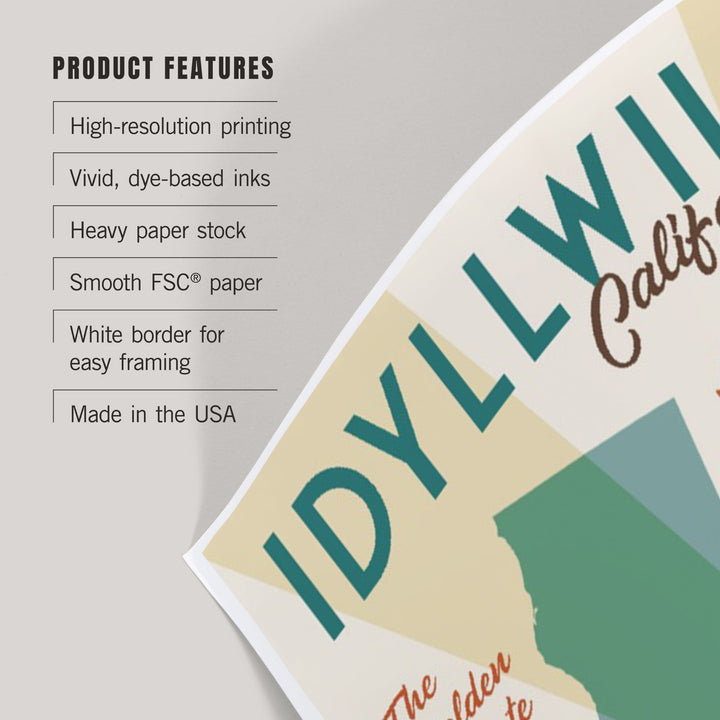 Idyllwild, California, Typography and Icons, Art & Giclee Prints Art Lantern Press 