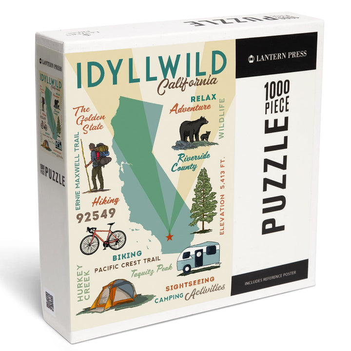 Idyllwild, California, Typography and Icons, Jigsaw Puzzle Puzzle Lantern Press 