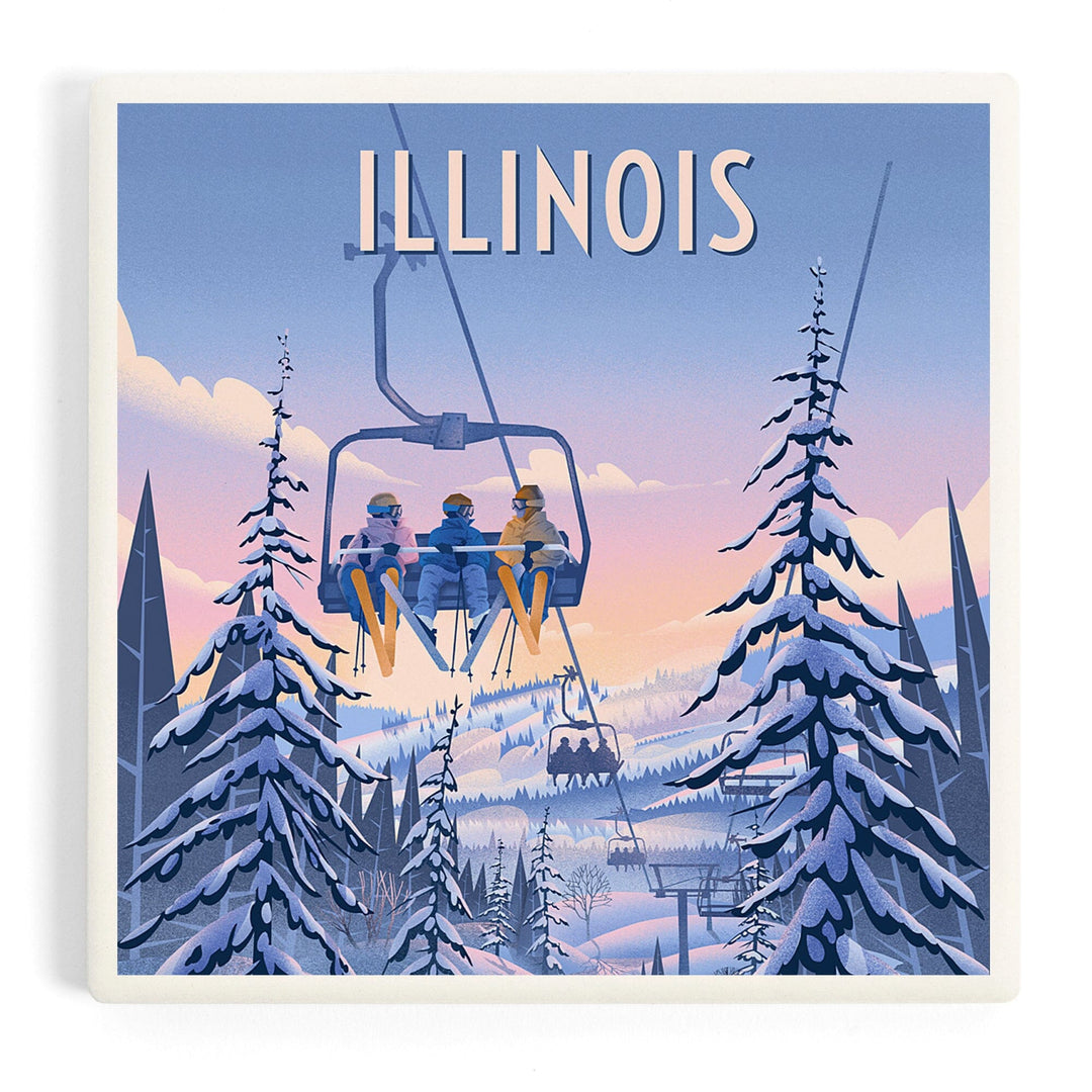 Illinois, Chill on the Uphill, Ski Lift, Coasters Coasters Lantern Press 
