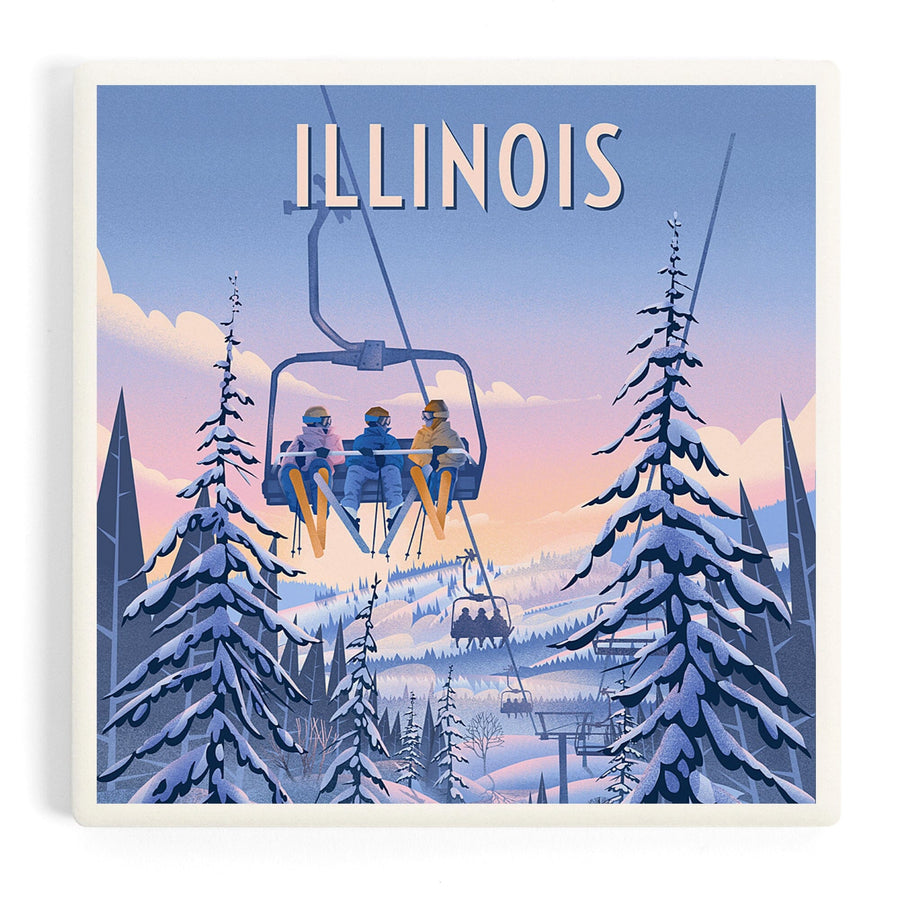 Illinois, Chill on the Uphill, Ski Lift, Coasters Coasters Lantern Press 