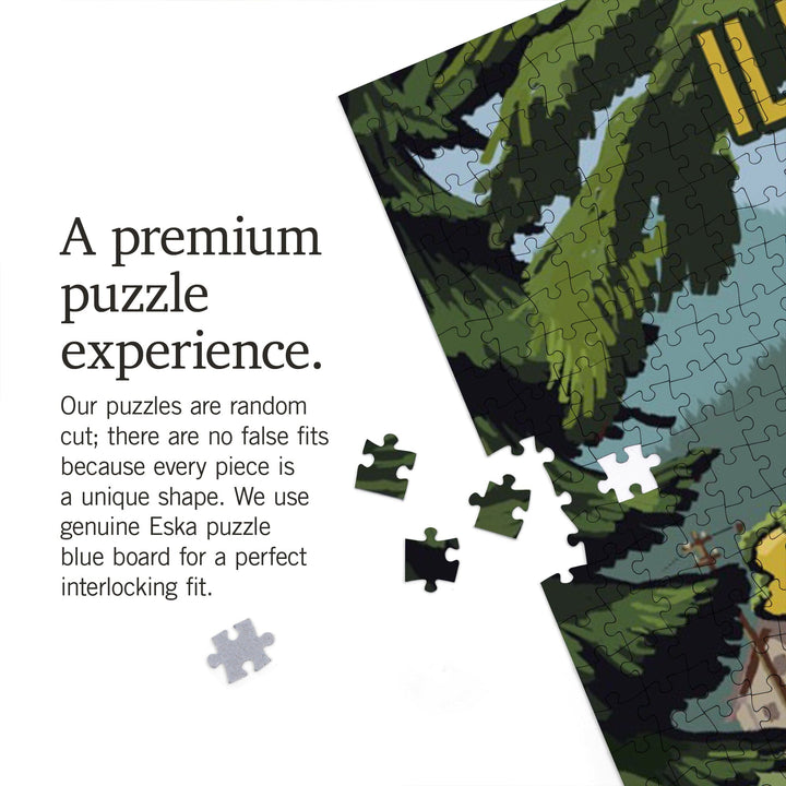 Illinois, Signpost, Forest and Camp, Jigsaw Puzzle Puzzle Lantern Press 