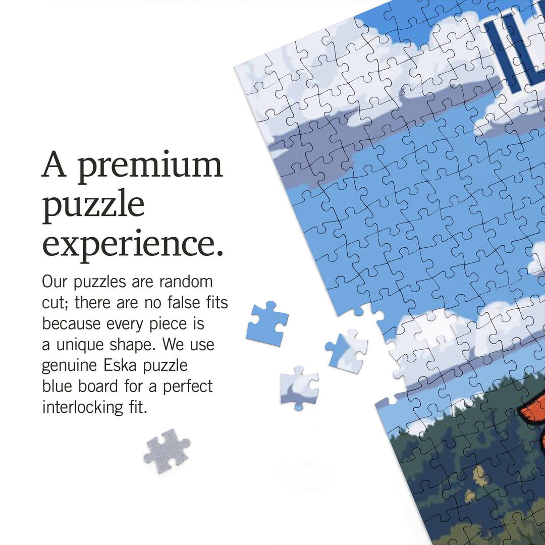 Illinois, Signpost, Vineyard, Jigsaw Puzzle Puzzle Lantern Press 