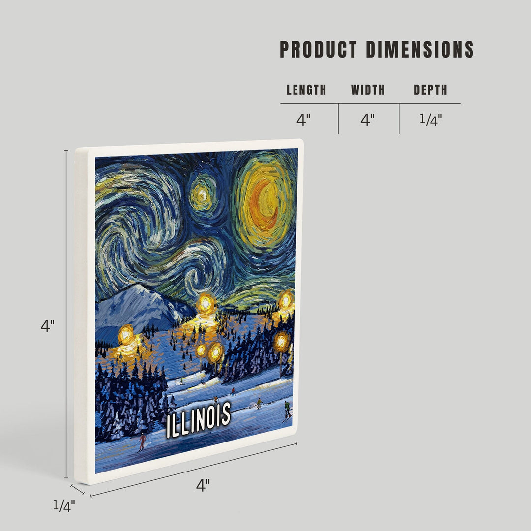 Illinois, Starry Night, Ski, Coasters Coasters Lantern Press 