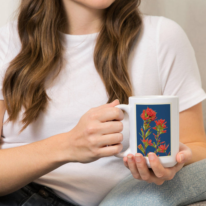 Indian Paintbrush, Letterpress, Lantern Press Artwork, Ceramic Mug Mugs Lantern Press 