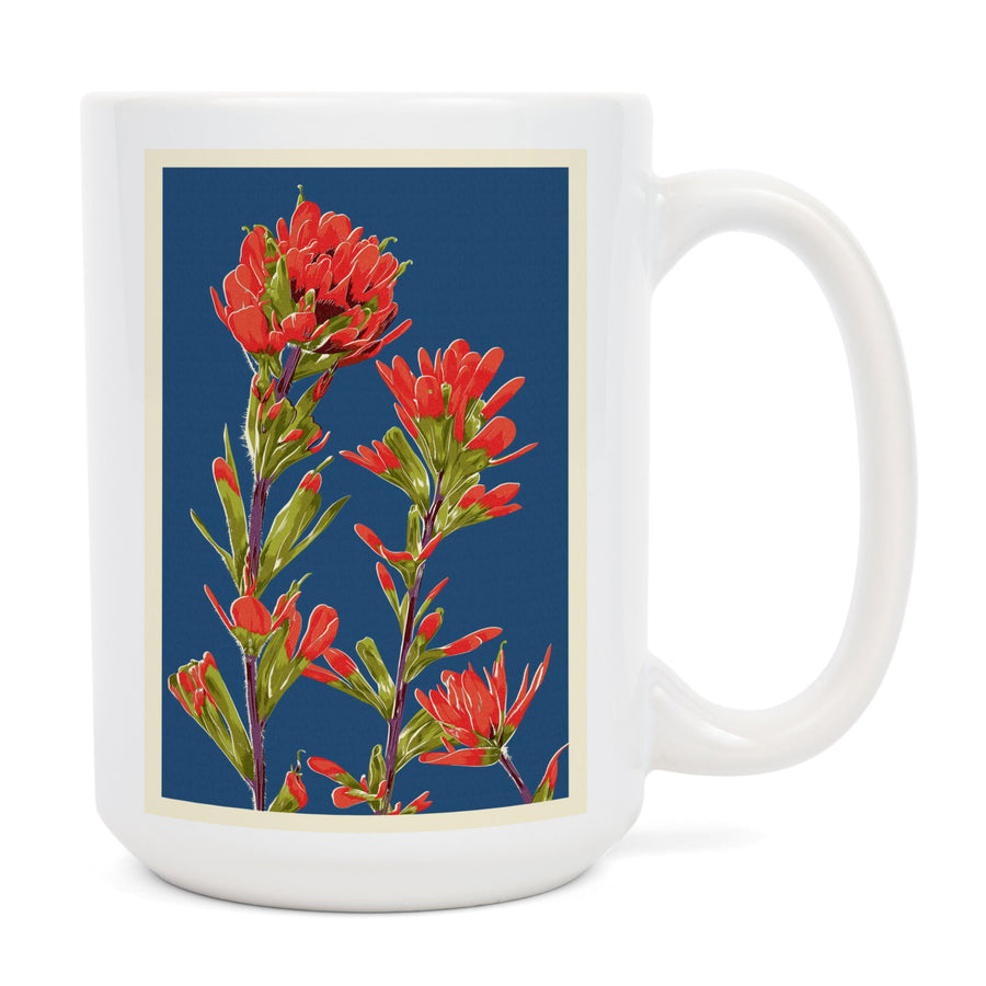 Indian Paintbrush, Letterpress, Lantern Press Artwork, Ceramic Mug Mugs Lantern Press 