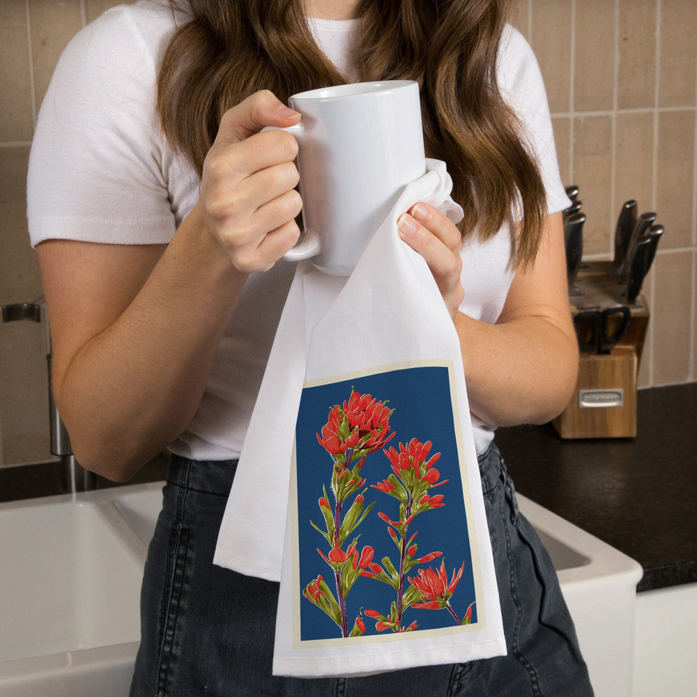 Indian Paintbrush, Letterpress, Organic Cotton Kitchen Tea Towels Kitchen Lantern Press 