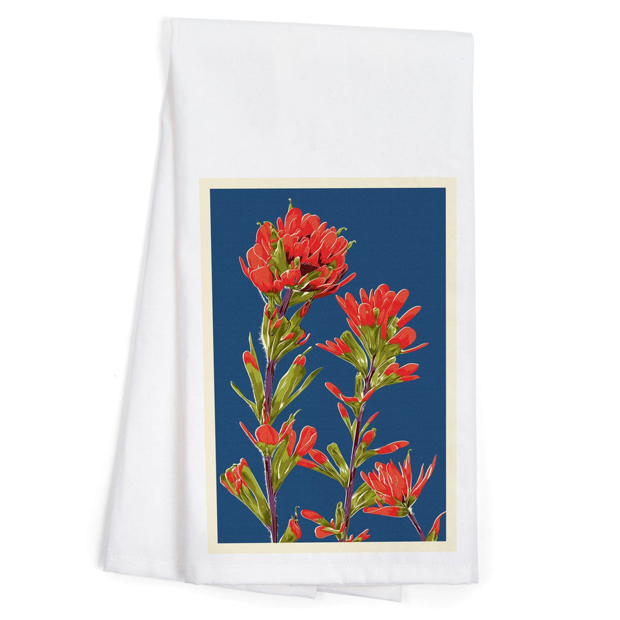 Indian Paintbrush, Letterpress, Organic Cotton Kitchen Tea Towels Kitchen Lantern Press 
