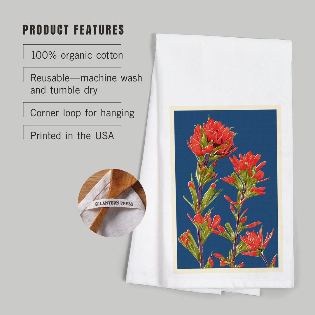 Indian Paintbrush, Letterpress, Organic Cotton Kitchen Tea Towels Kitchen Lantern Press 