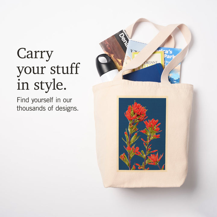 Indian Paintbrush, Letterpress, Tote Bag Totes Lantern Press 
