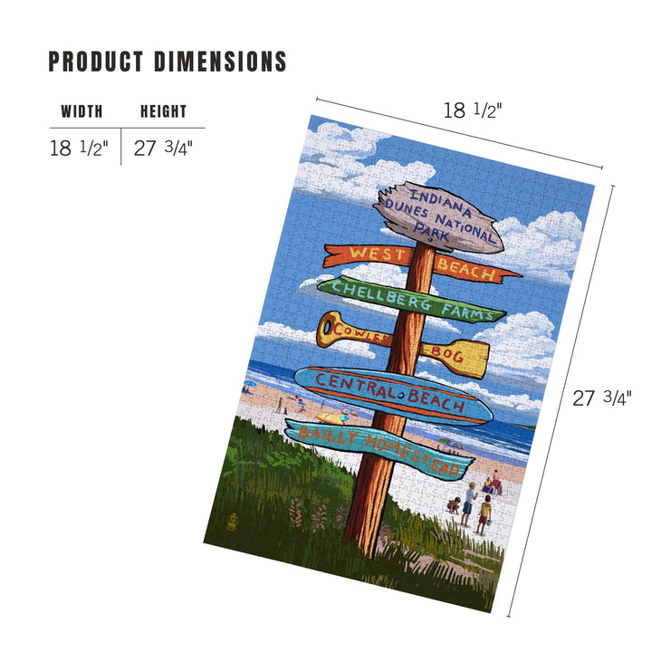 Indiana Dunes National Park, Indiana, Beach Destination Signpost, Jigsaw Puzzle Puzzle Lantern Press 