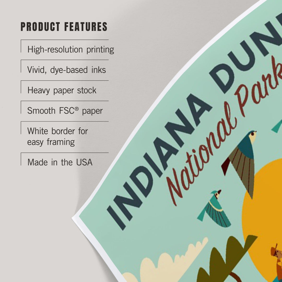 Indiana Dunes National Park, Indiana, Geometric National Park Series, Art & Giclee Prints Art Lantern Press 
