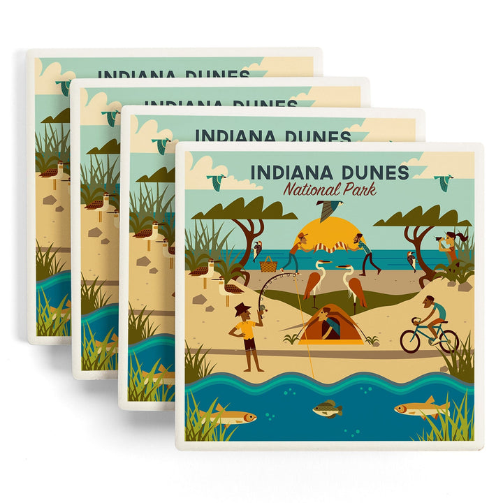 Indiana Dunes National Park, Indiana, Geometric National Park Series, Coasters Coasters Lantern Press 