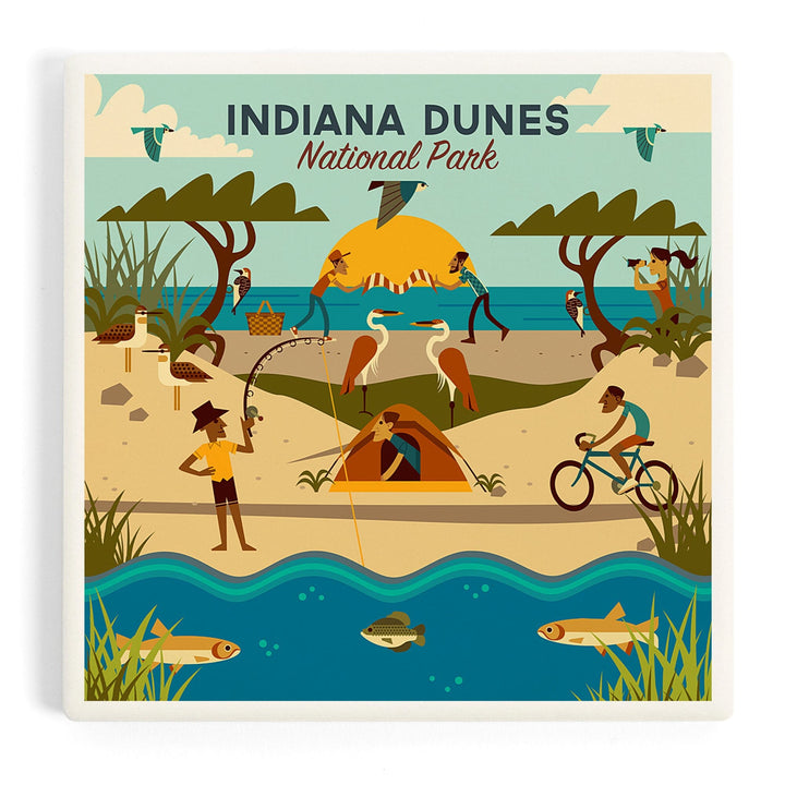 Indiana Dunes National Park, Indiana, Geometric National Park Series, Coasters Coasters Lantern Press 