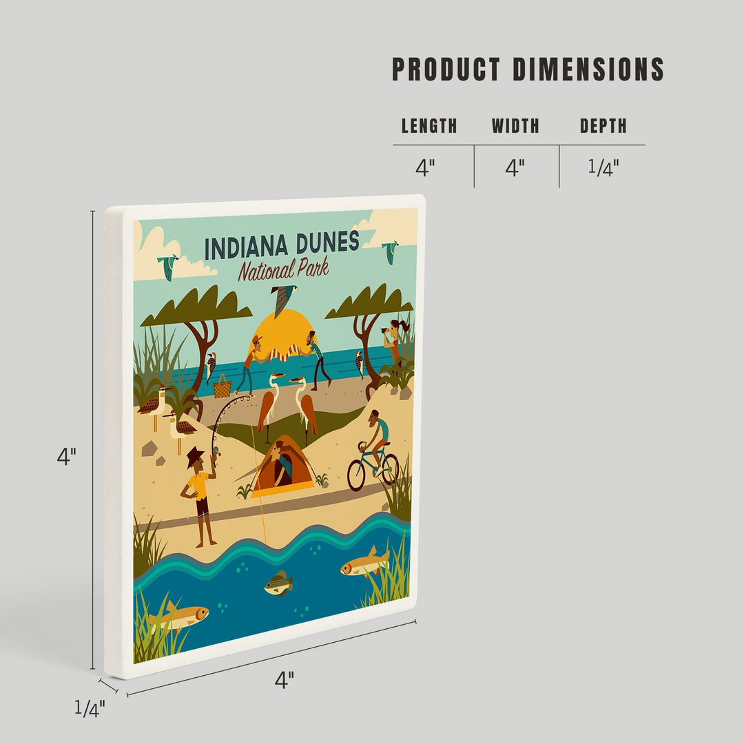 Indiana Dunes National Park, Indiana, Geometric National Park Series, Coasters Coasters Lantern Press 