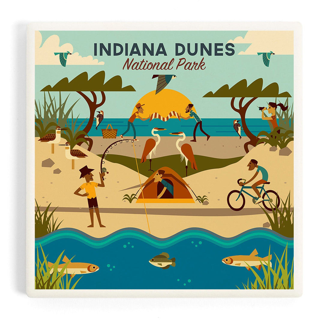 Indiana Dunes National Park, Indiana, Geometric National Park Series, Coasters Coasters Lantern Press Coaster 