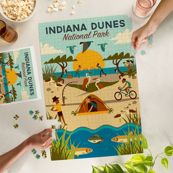 Indiana Dunes National Park, Indiana, Geometric National Park Series, Jigsaw Puzzle Puzzle Lantern Press 