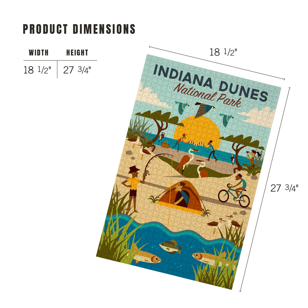 Indiana Dunes National Park, Indiana, Geometric National Park Series, Jigsaw Puzzle Puzzle Lantern Press 