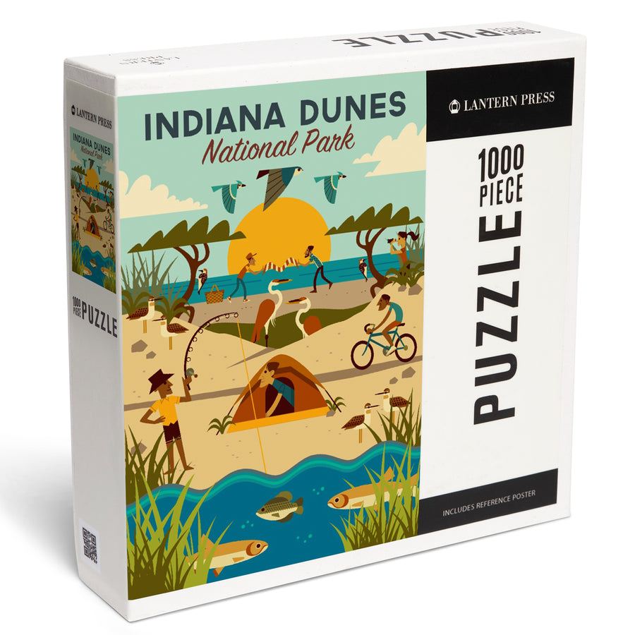 Indiana Dunes National Park, Indiana, Geometric National Park Series, Jigsaw Puzzle Puzzle Lantern Press 