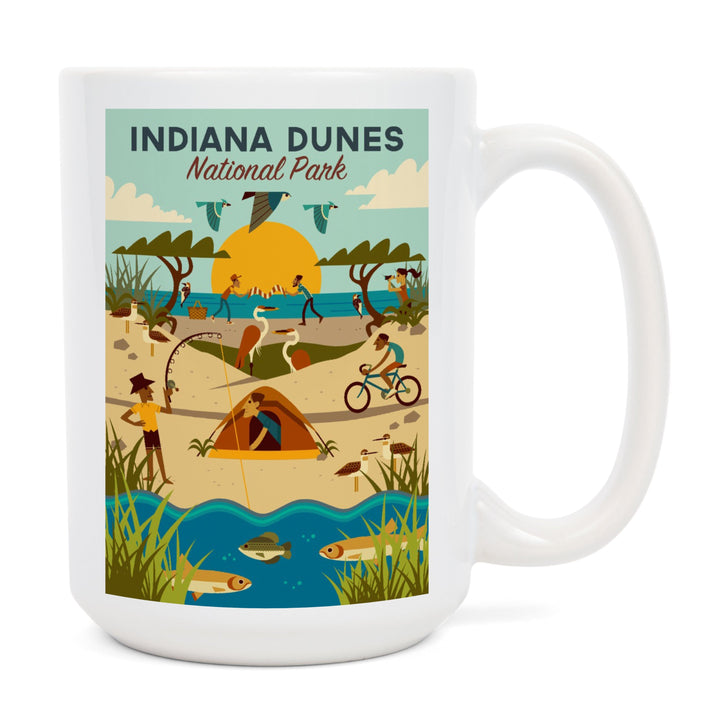 Indiana Dunes National Park, Indiana, Geometric National Park Series, Lantern Press Artwork, Ceramic Mug Mugs Lantern Press 